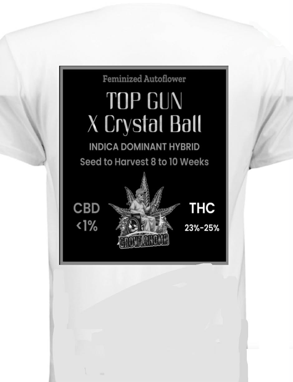 Growlahoma t-shirt with the TOP GUN X CRYSTAL BALL Logo