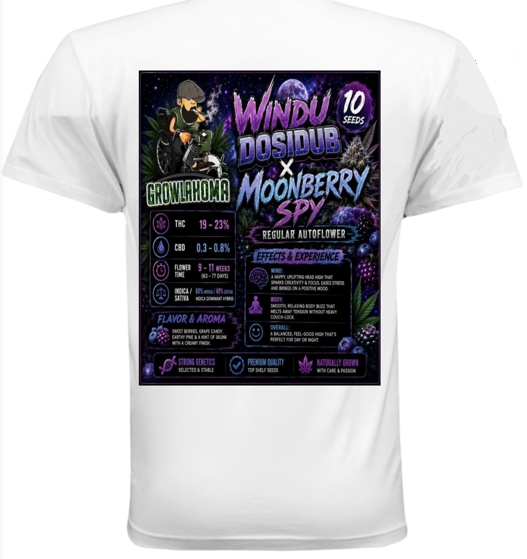 REGULAR tshirt with The Growlahoma  windo dosidub x moonberry spy logo 