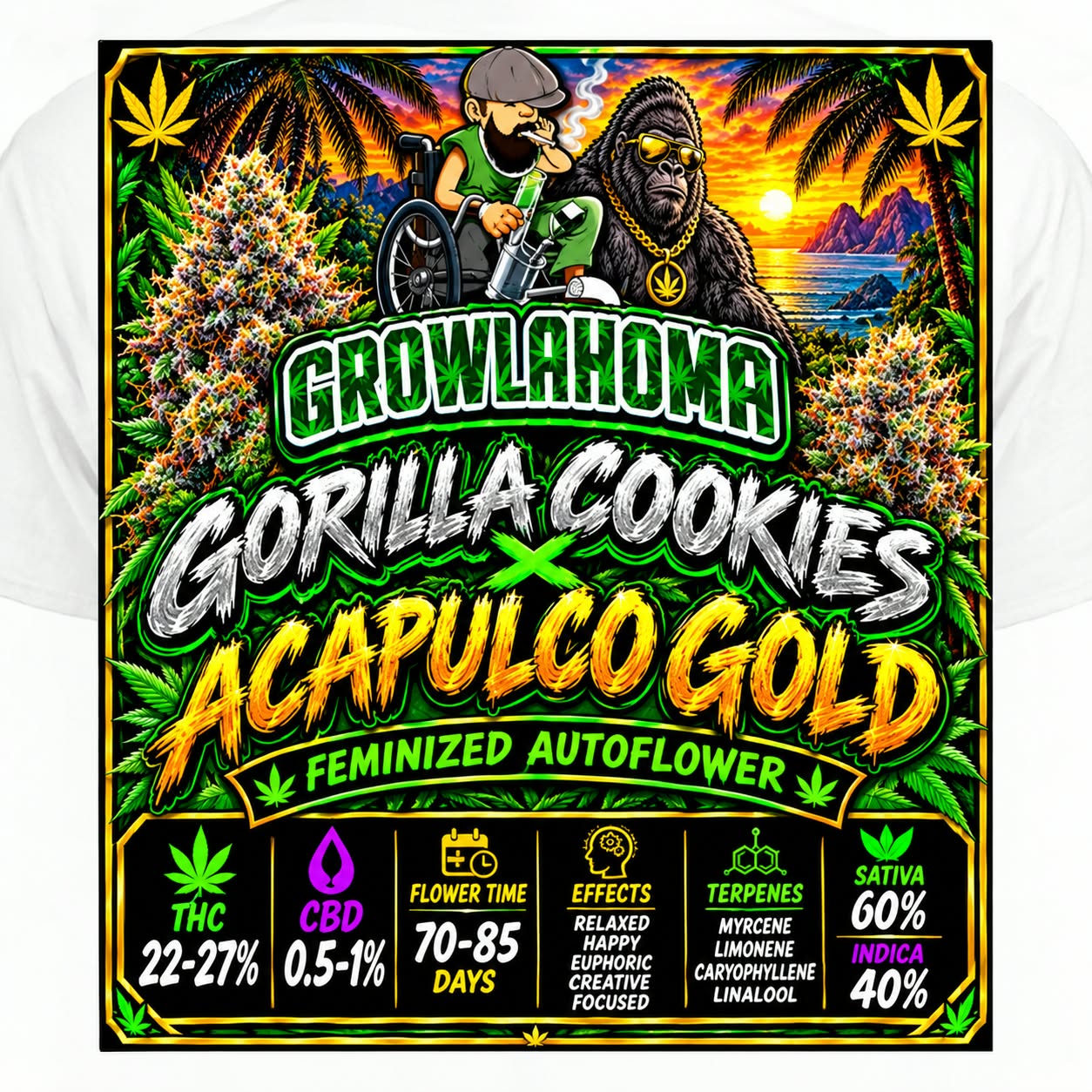 Growlahoma Gorilla Cookies x Acapulco Gold logo 