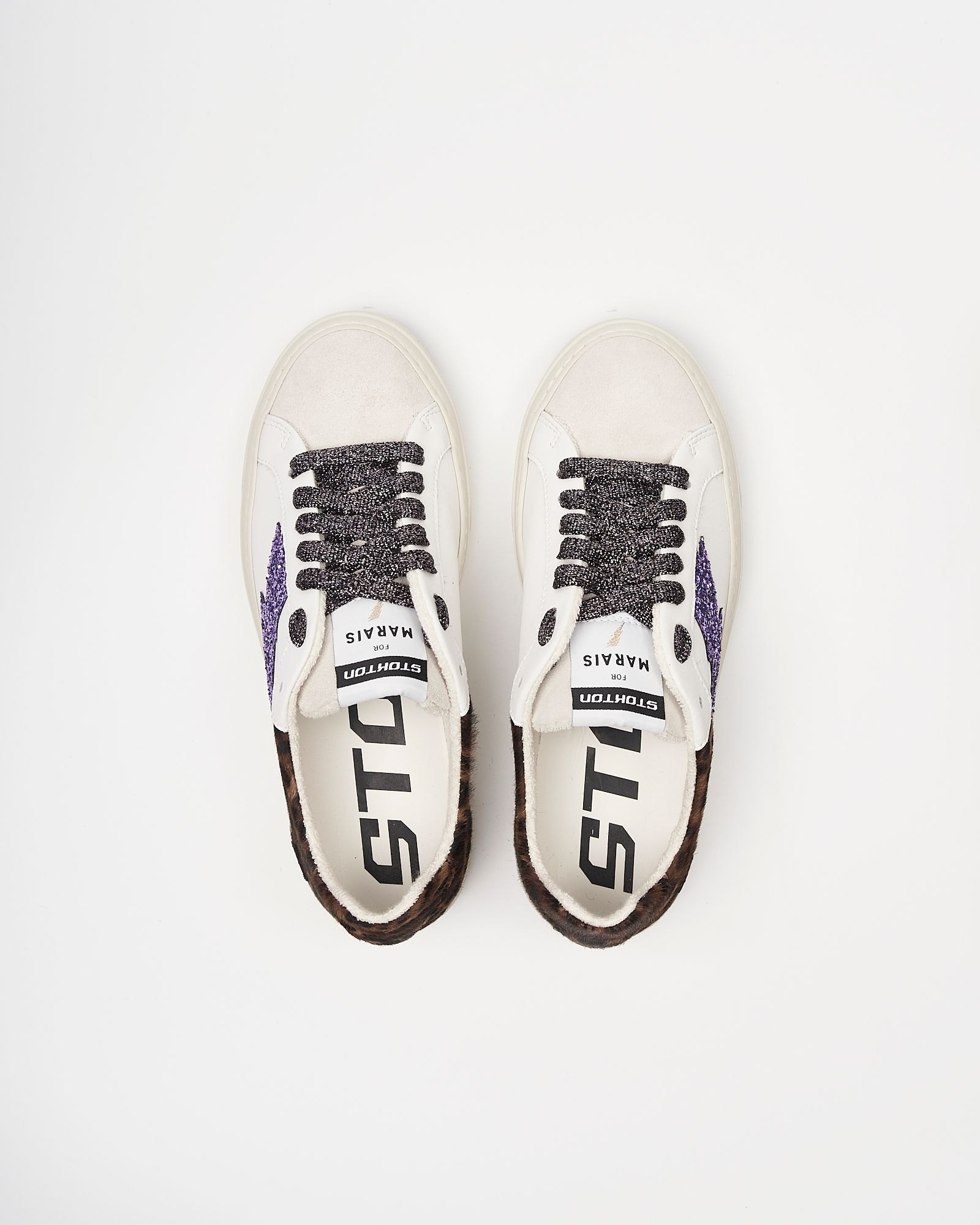 Белые кожаные кеды с леопардовым принтом - Image 3 of 6