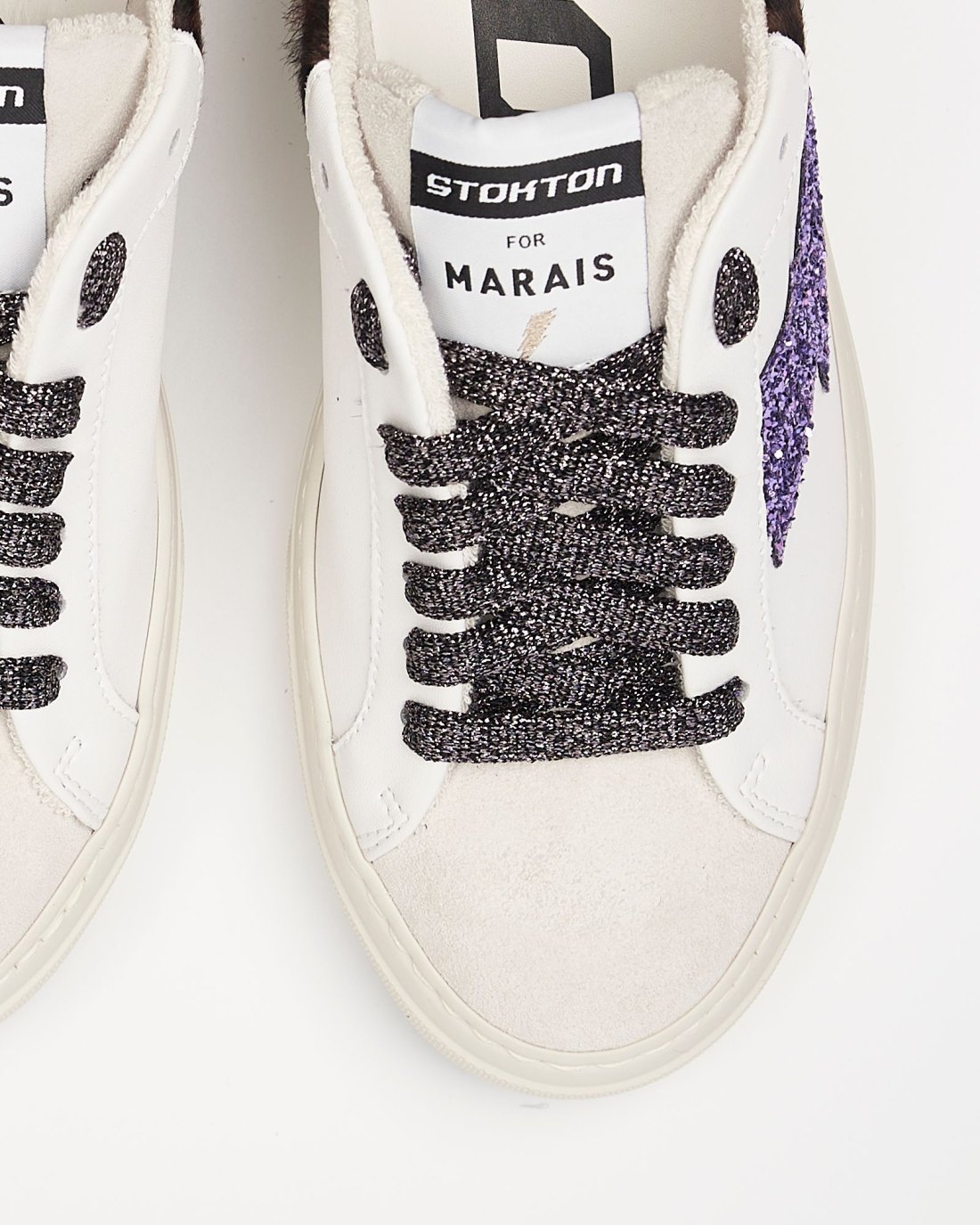 Белые кожаные кеды с леопардовым принтом - Image 3 of 5