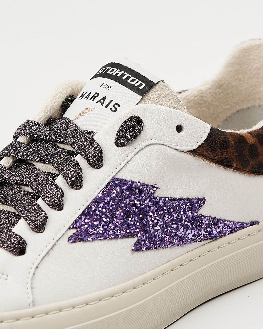 Белые кожаные кеды с леопардовым принтом - Image 4 of 5