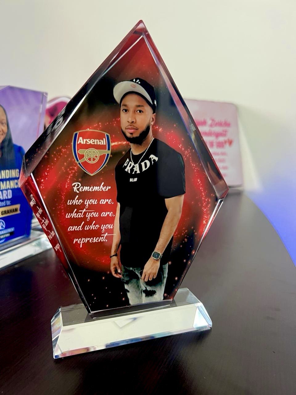 Iceberg Crystal Plaque personalized by Swizz Digital Jamaica