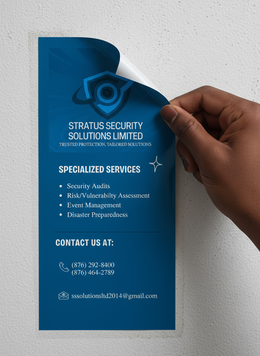 Adhesive Vinyl Print printed by Swizz Digital in Portmore Jamaica