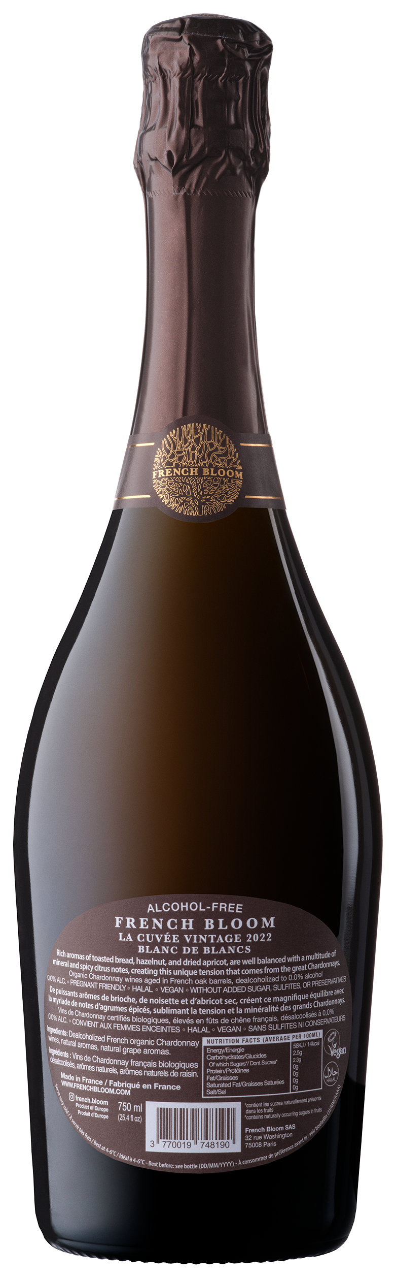 La Cuvée Vintage 2022, Alcohol-Free French Sparkling  