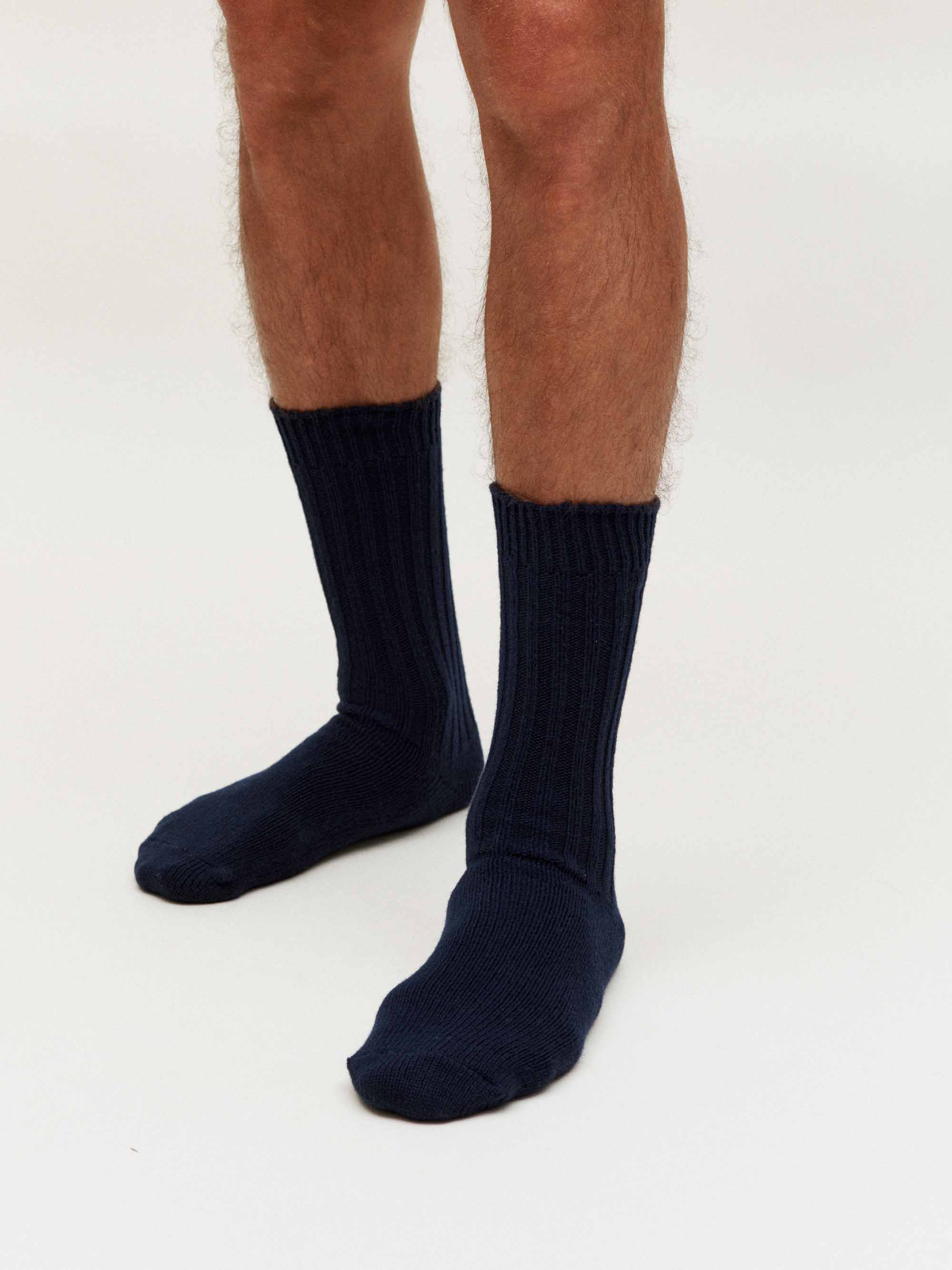 Wool ribbed socks
