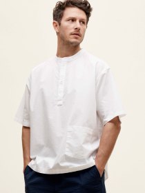 Short-sleeved popover shirt - white