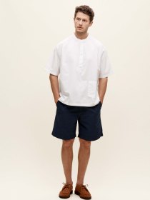 Short-sleeved popover shirt - white