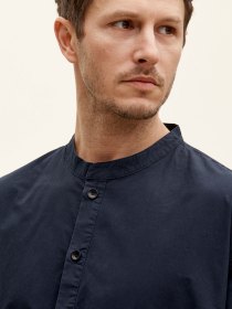 Short-sleeved popover shirt - navy