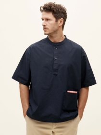 Short-sleeved popover shirt - navy