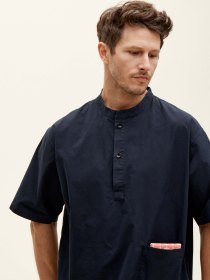 Short-sleeved popover shirt - navy