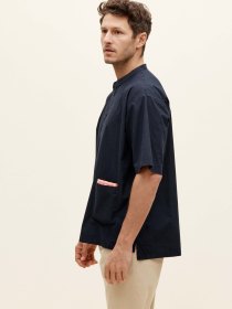 Short-sleeved popover shirt - navy