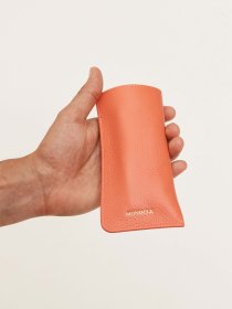 Leather sunglasses case - coral