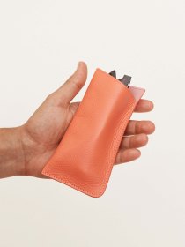 Leather sunglasses case - coral