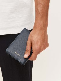 Leather passport holder - navy