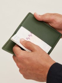 Leather passport holder - olive