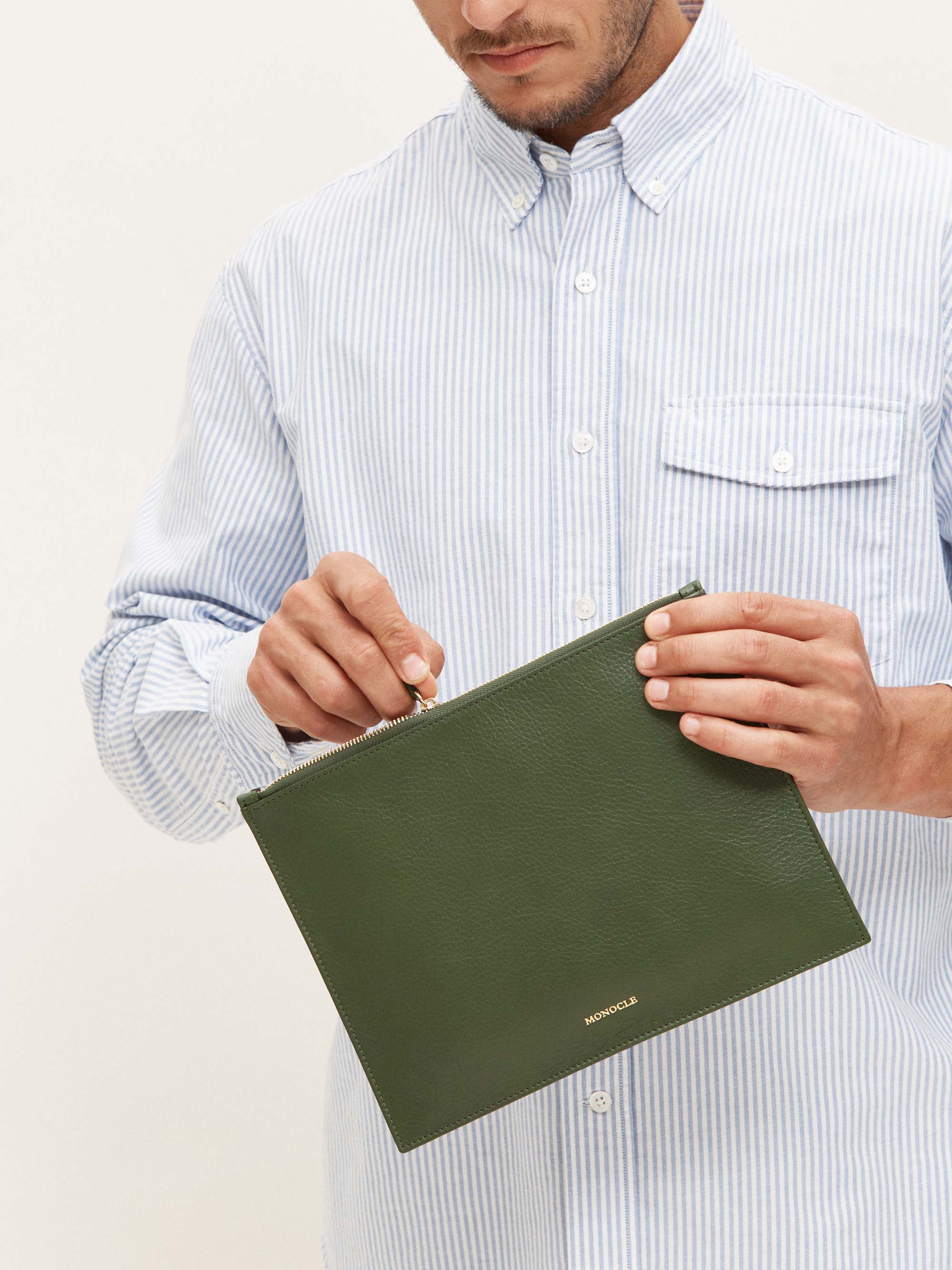 Leather zipped pouch