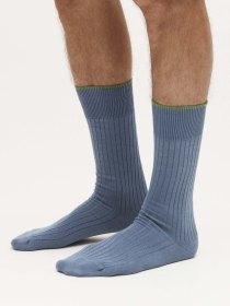 Cotton ribbed socks - blue