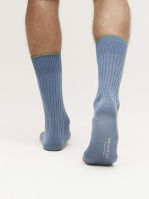 Cotton ribbed socks - blue