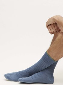 Cotton ribbed socks - blue