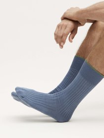 Cotton ribbed socks - blue