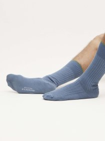 Cotton ribbed socks - blue