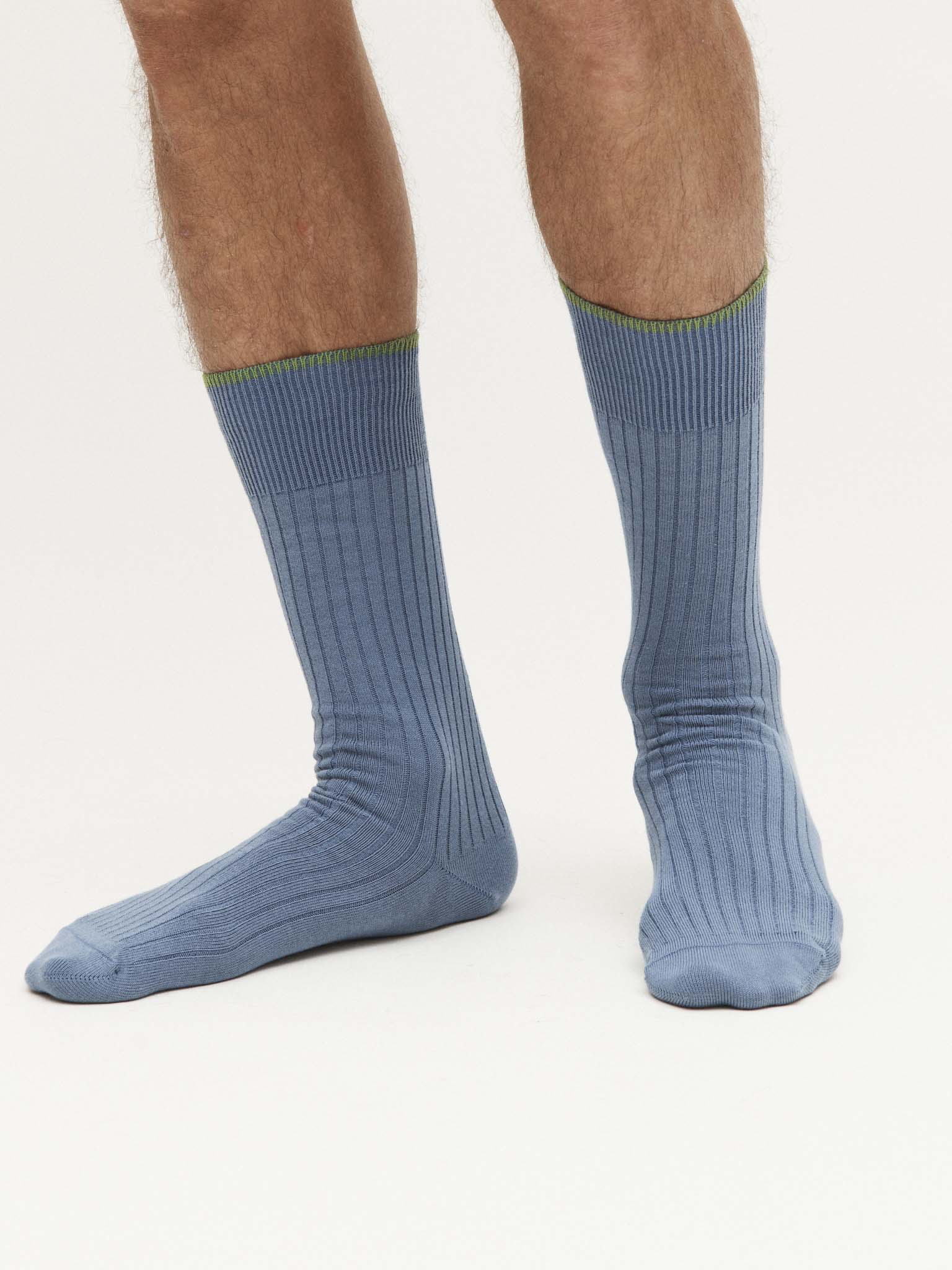 Cotton ribbed socks - blue
