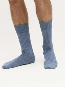 Cotton ribbed socks - blue