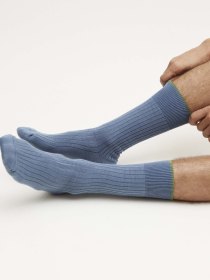 Cotton ribbed socks - blue