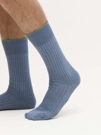 Cotton ribbed socks - blue