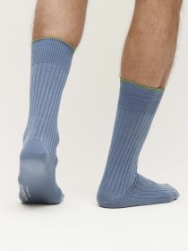 Cotton ribbed socks - blue