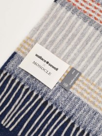 Lambswool stripe scarf - persian blue