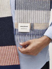 Lambswool stripe scarf - persian blue