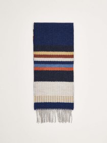 Lambswool stripe scarf - persian blue