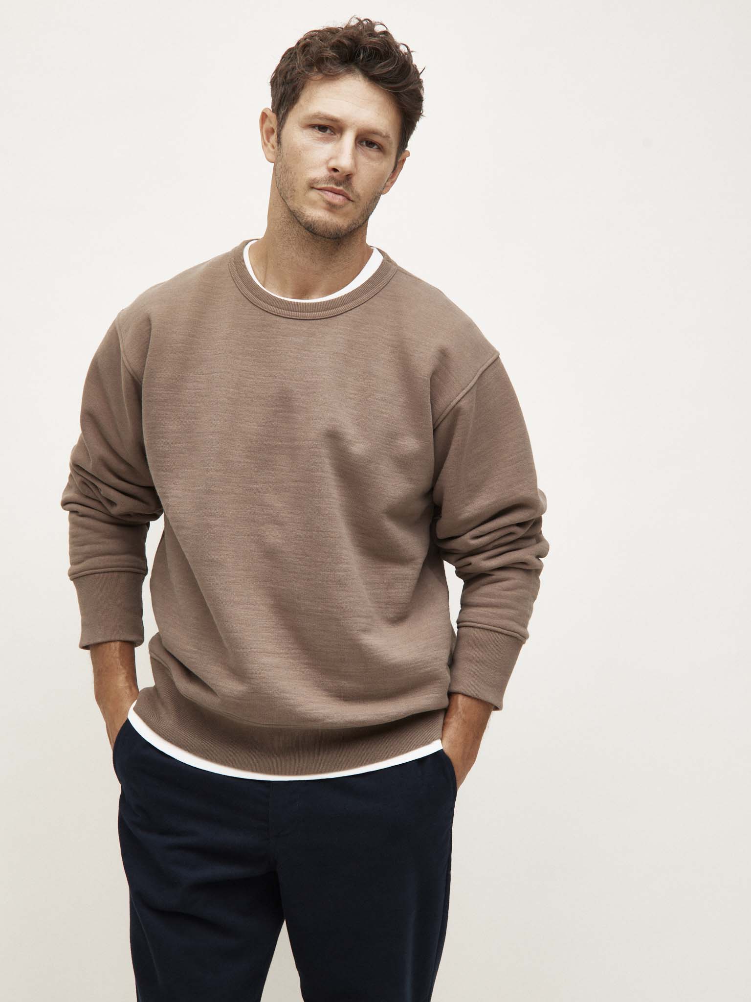 Loopwheel crewneck - taupe