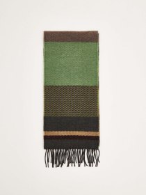 Lambswool stripe scarf - moss green