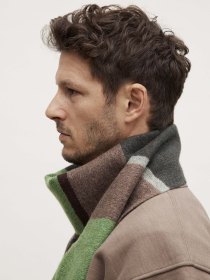 Lambswool stripe scarf - moss green