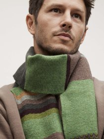 Lambswool stripe scarf - moss green