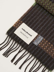 Lambswool stripe scarf - moss green