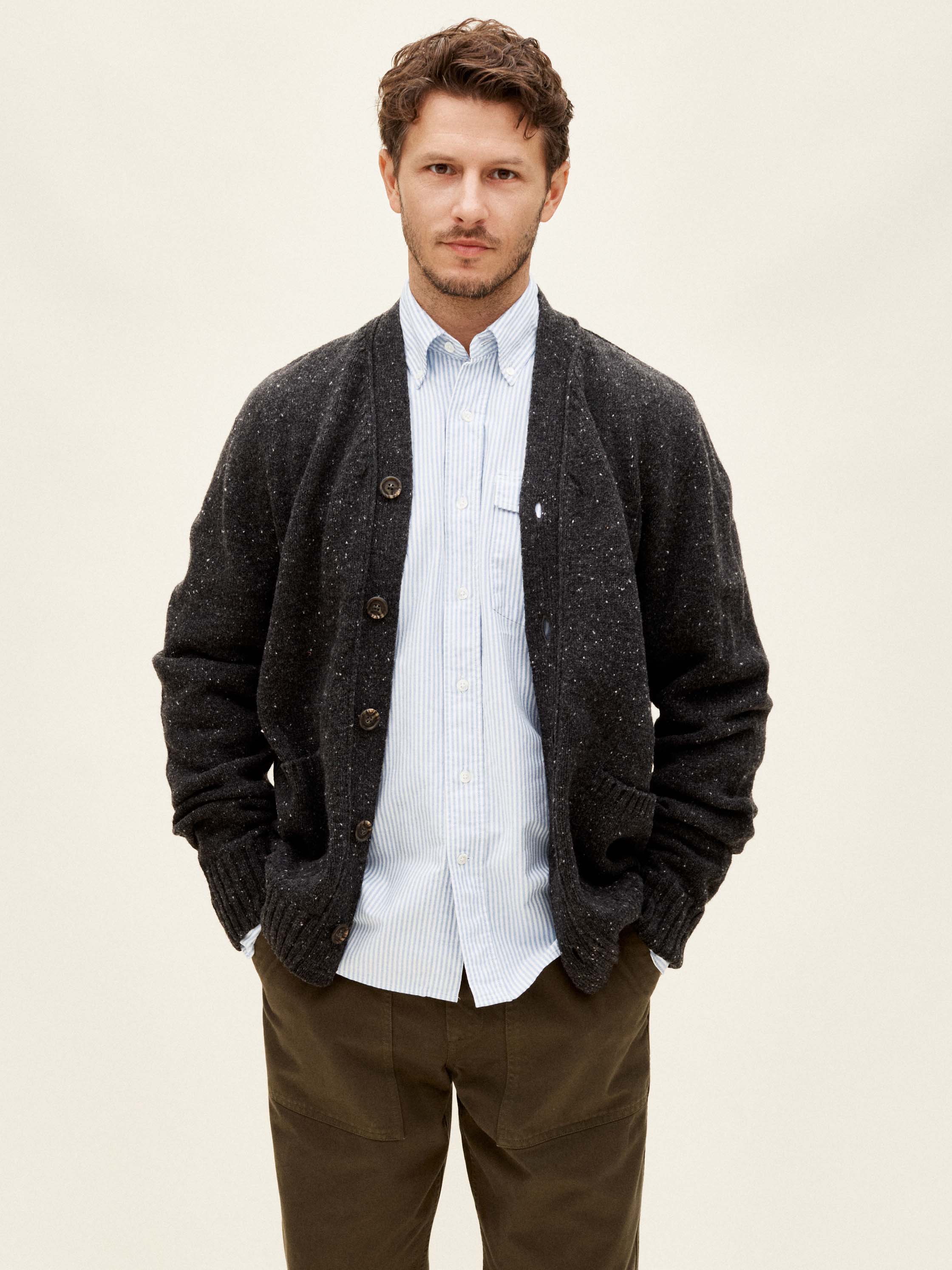 Spanish merino cardigan - anthracite