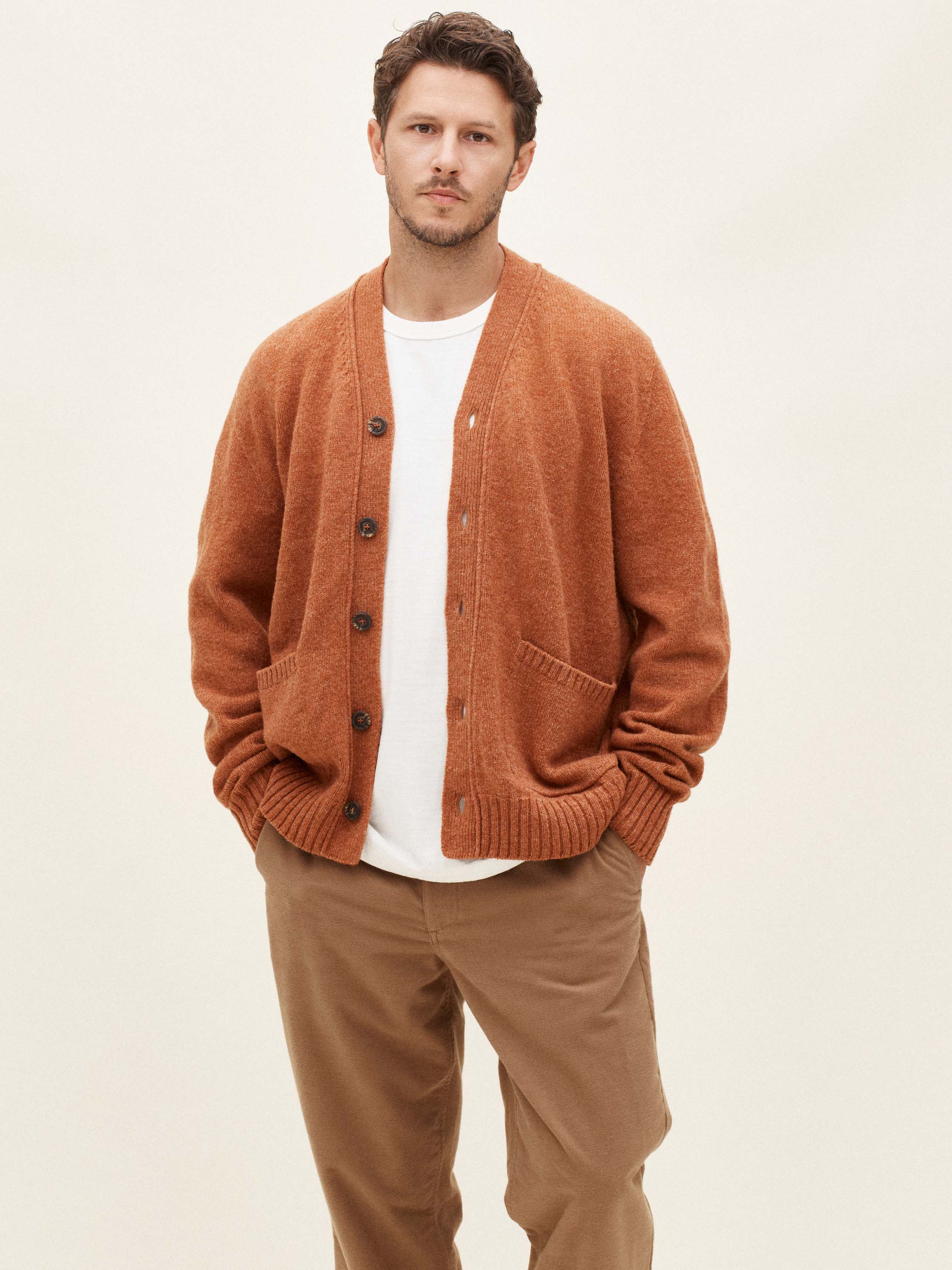 Spanish merino cardigan - rust