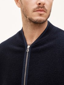 Boiled wool zipped up vest - navy