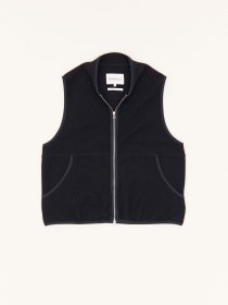 Boiled wool zipped up vest - navy