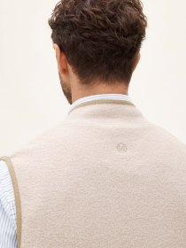 Boiled wool zipped up vest - crema