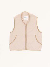 Boiled wool zipped up vest - crema