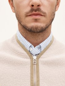 Boiled wool zipped up vest - crema