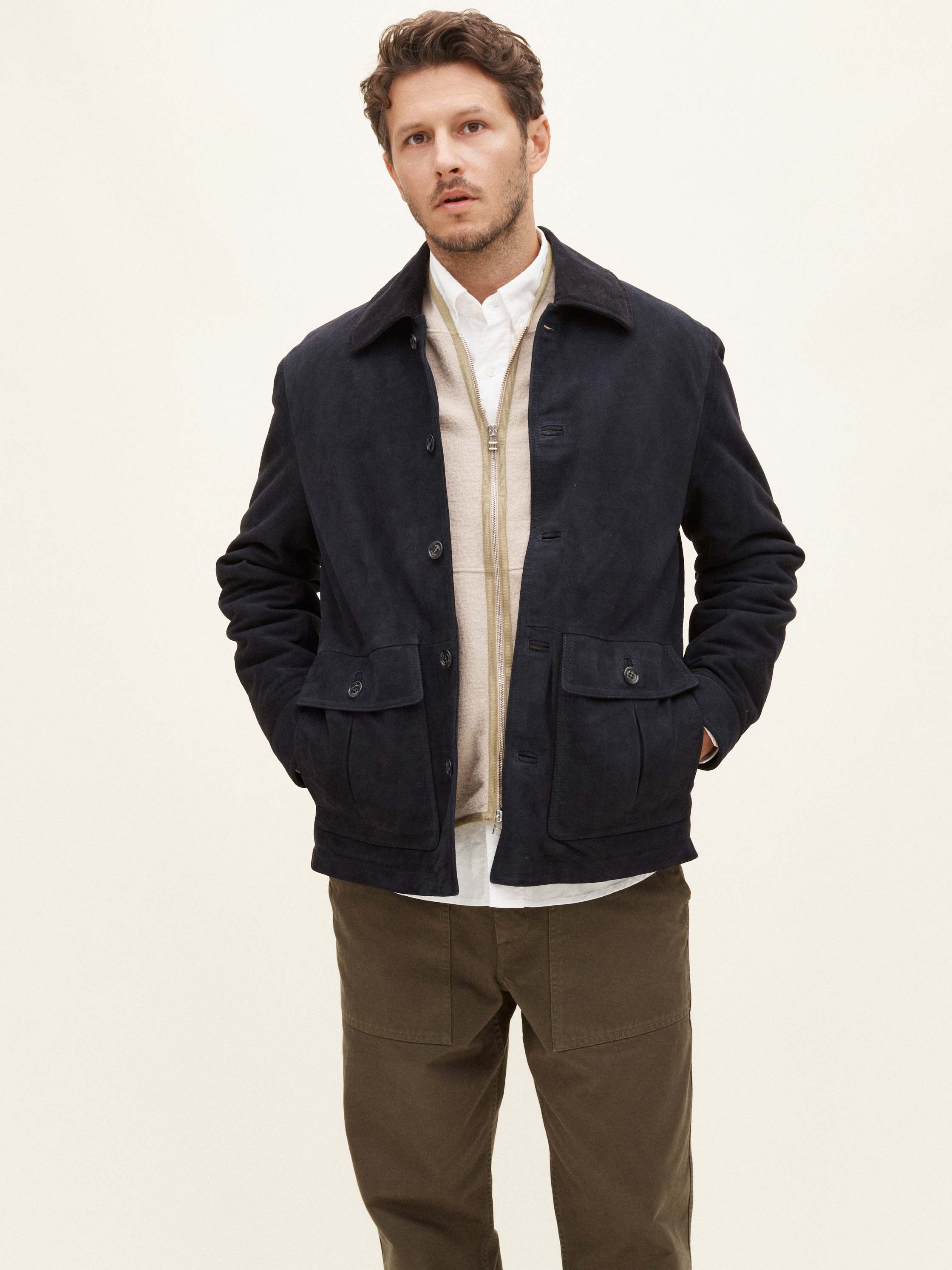 Suede jacket - dark blue