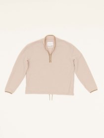 Half zip boiled wool pullover - crema