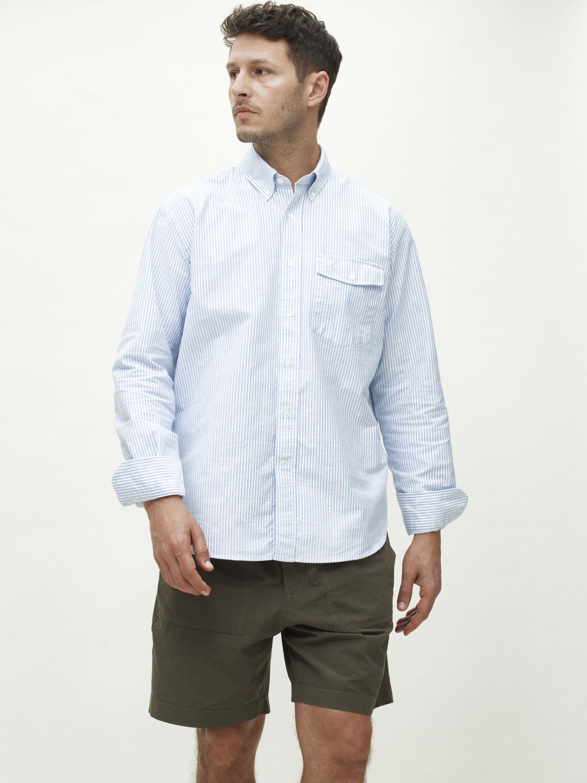 Oxford button-down shirt - blue stripe