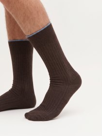 Cotton ribbed socks - brown